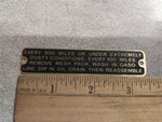 Vtg J Hook Air Cleaner Tag Brass Panhead Knucklehead Flathead UL Linkert