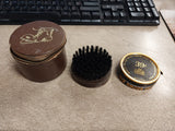 Vtg Travel Size Shoe Shine Kit Leather Case Cavalier Polish Brush Kiwi Polish