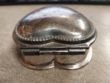 Vintage Art Deco Pink Velvet Heart Shaped Jewelry Box Rosary Charm