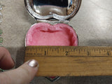 Vintage Art Deco Pink Velvet Heart Shaped Jewelry Box Rosary Charm