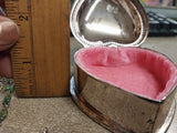 Vintage Art Deco Pink Velvet Heart Shaped Jewelry Box Rosary Charm