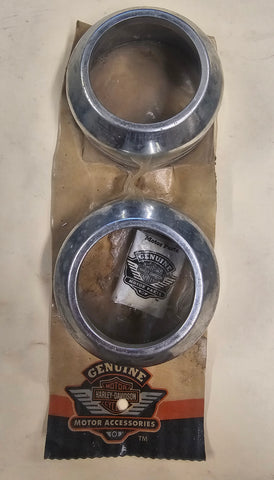 OEM Harley Davidson VRSC Chrome Front Fork Caps Slider Dust Seal Cover Kit 49mm