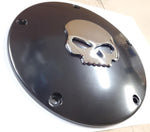 New! Chrome Skull Willie G Black 5 Hole Clutch Derby Cover Harley M8 Softail FLH