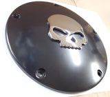 New! Chrome Skull Willie G Black 5 Hole Clutch Derby Cover Harley M8 Softail FLH