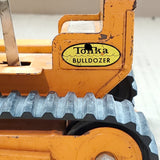 Vtg 1950s Pressed Steel Tonka Bulldozer No 100 Orange 9" Heavy Equipment tin toy