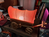 Vintage Mid-Century Conestoga Orange Covered Wagon Lamp Western Light Working