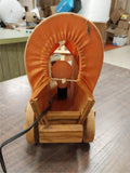 Vintage Mid-Century Conestoga Orange Covered Wagon Lamp Western Light Working