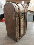 Vintage 1930s? 40s? 2 Bottle Wine Travel Carrier Box 14.5x8.5x6.2 World Map Wood