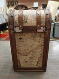 Vintage 1930s? 40s? 2 Bottle Wine Travel Carrier Box 14.5x8.5x6.2 World Map Wood