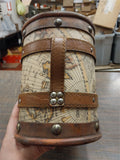 Vintage 1930s? 40s? 2 Bottle Wine Travel Carrier Box 14.5x8.5x6.2 World Map Wood