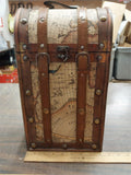 Vintage 1930s? 40s? 2 Bottle Wine Travel Carrier Box 14.5x8.5x6.2 World Map Wood