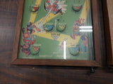 Vintage Antique 1933 Poosh-M-Up Glass Wood Baseball Pin Ball Tabletop 4 in1