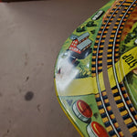Marx Mechanical Toy train Set Layout Base Tin Litho Orig Box 1950's Mint Wind Up