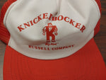 Vtg Knicker Bocker "Big Nick" Russell Company Mesh Trucker Hat White Red Cap