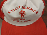 Vtg Knicker Bocker "Big Nick" Russell Company Mesh Trucker Hat White Red Cap