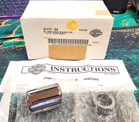 OEM Harley Davidson Chrome Wheel Spacer Kit NOS 2000-2005 Dyna FXR FXD 41177-04