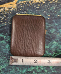 VINTAGE 1950'S BUXTON KEY-TAINER LADIES CLAMSHELL LEATHER KEY WALLET DARK BROWN