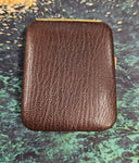 VINTAGE 1950'S BUXTON KEY-TAINER LADIES CLAMSHELL LEATHER KEY WALLET DARK BROWN
