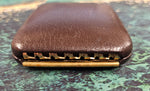 VINTAGE 1950'S BUXTON KEY-TAINER LADIES CLAMSHELL LEATHER KEY WALLET DARK BROWN