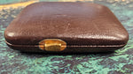 VINTAGE 1950'S BUXTON KEY-TAINER LADIES CLAMSHELL LEATHER KEY WALLET DARK BROWN