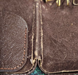 VINTAGE 1950'S BUXTON KEY-TAINER LADIES CLAMSHELL LEATHER KEY WALLET DARK BROWN