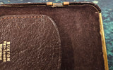 VINTAGE 1950'S BUXTON KEY-TAINER LADIES CLAMSHELL LEATHER KEY WALLET DARK BROWN