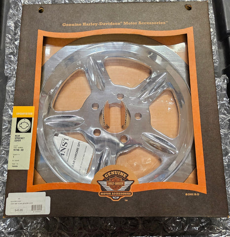 OEM Harley Davidson Rear Chrome Sprocket Cover NOS 2004^ Sportster XL 91746-03