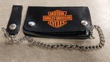 New 6 In. Black Harley Davidson Wallet W/ Chain Money Change Holder