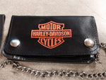 New 6 In. Black Harley Davidson Wallet W/ Chain Money Change Holder