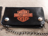 New 6 In. Black Harley Davidson Wallet W/ Chain Money Change Holder