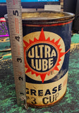 Vtg Ultra Lube Grease Auto Truck Tin Can Oil Gas Service Station Garage Man Cave