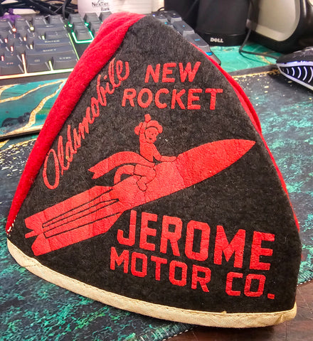 VTG 1950s Oldsmobile Jerome CO. New Kensington Red Raiders Cap Hat Advertising