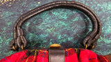 VTG Red Black Plaid Wool Top Handle Purse Fashion Travel Handbag Accessories