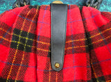 VTG Red Black Plaid Wool Top Handle Purse Fashion Travel Handbag Accessories
