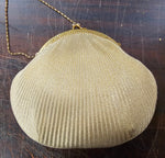 Vtg Gold Mesh Fashion Fancy Women Evening Bag Shoulder Chain Purse Oyster Shell!