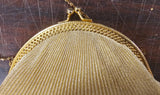 Vtg Gold Mesh Fashion Fancy Women Evening Bag Shoulder Chain Purse Oyster Shell!