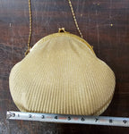 Vtg Gold Mesh Fashion Fancy Women Evening Bag Shoulder Chain Purse Oyster Shell!
