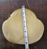 Vtg Gold Mesh Fashion Fancy Women Evening Bag Shoulder Chain Purse Oyster Shell!