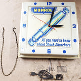 VTG Monroe Shock Absorbers Lighted Clock Sign Oil Gasoline Service Station Works