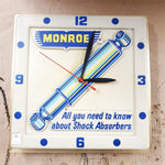 VTG Monroe Shock Absorbers Lighted Clock Sign Oil Gasoline Service Station Works