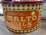 1920's malto milk Colonial biscuit tin Can Pittsburgh Pa Collectible Rare Vtg!