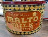 1920's malto milk Colonial biscuit tin Can Pittsburgh Pa Collectible Rare Vtg!