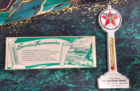 VTG 1950s Texaco Marathon Oil Indoor Outdoor Thermometer Collectible Memorabilia