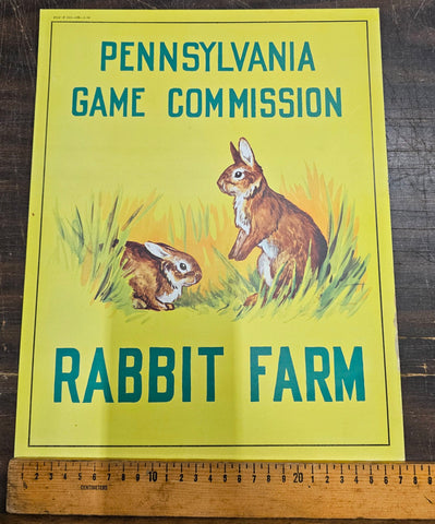 VTG 1950s Pennsylvania Game Commission "Rabbit Farm" Poster Hunting Collectibles