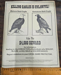 VTG RARE 1970s Wildlife Pennsylvania Game Commission No Killing Bald Eagles Sign