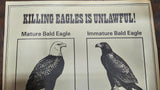 VTG RARE 1970s Wildlife Pennsylvania Game Commission No Killing Bald Eagles Sign