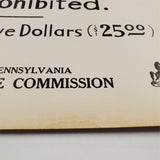 VTG Original April 1950 Pennsylvania Game Commission Notice State Game Land Sign