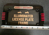 OEM Harley Black Chrome Led License Plate Holder NOS FXD Dyna Sportster 59478-04