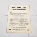 PA Game Commission June 1971 State Game Lands Public Hunting Grounds Sign Poster