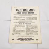 PA Game Commission June 1971 State Game Lands Public Hunting Grounds Sign Poster